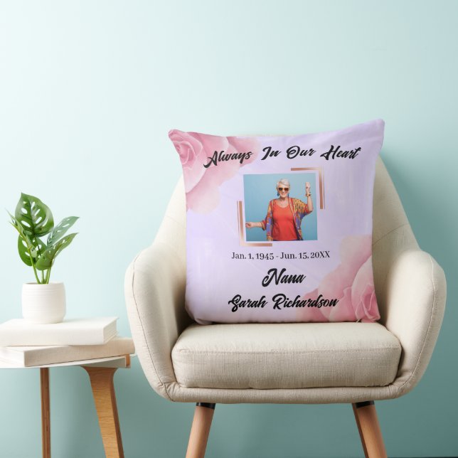Rozen Aquarel Altijd In Ons Hart Aandenken Kussen (Stoel)