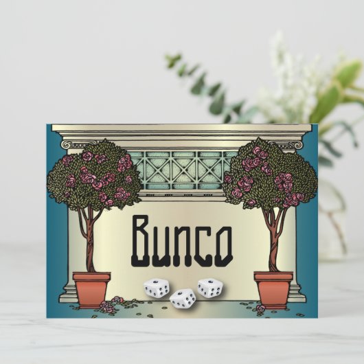 Rozen Art Deco Bunco Kaart (Staand voorkant)