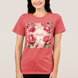 Rozen Art Nouveau Bloemist Rood Triblend T-shirt