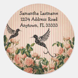 Rozen & Artistiek Hummingbird Adreslabel Ronde Sticker