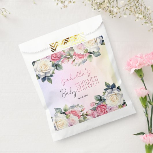 Rozen Baby in Bloom Bloemen Baby shower Bedankzakje (Gezegeld)