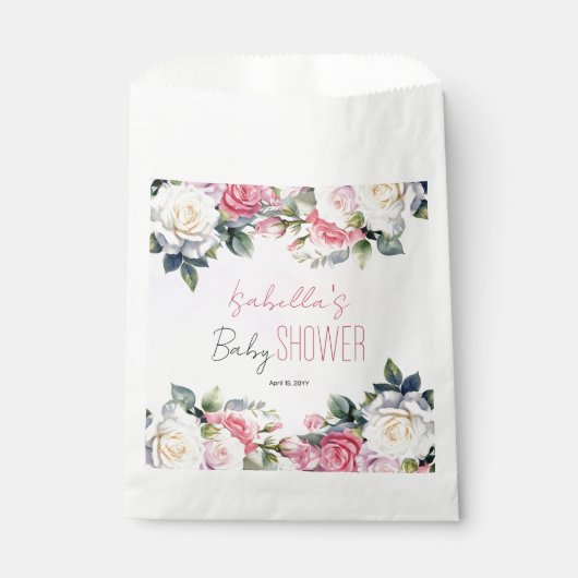 Rozen Baby in Bloom Bloemen Baby shower Bedankzakje (Voorkant)