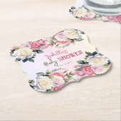 Rozen Baby in Bloom Bloemen Baby shower Kartonnen Onderzetters (Gekanteld)