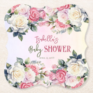 Rozen Baby in Bloom Bloemen Baby shower Kartonnen Onderzetters