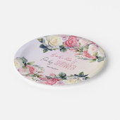 Rozen Baby in Bloom Bloemen Baby shower Papieren Bordje (Gekanteld)