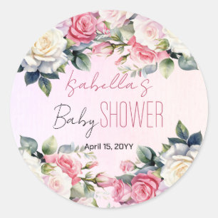 Rozen Baby in Bloom Bloemen Baby shower Ronde Sticker