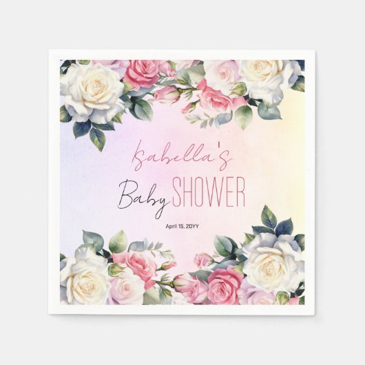 Rozen Baby in Bloom Bloemen Baby shower Servet (Voorkant)