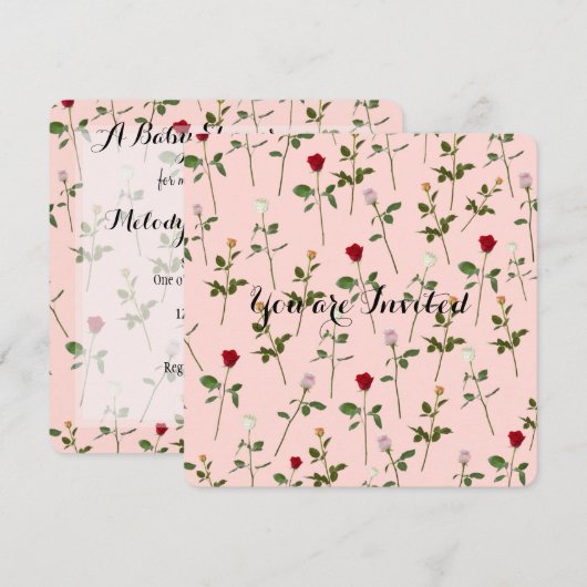 Rozen Baby shower Kaart (Voorkant / Achterkant)
