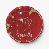 Rozen Bachelorette | Bridal Partij Papieren Bordje (Voorkant)