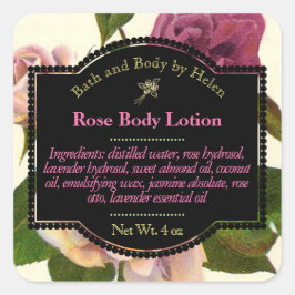 rozen bad en label voor lichaamsverzorging