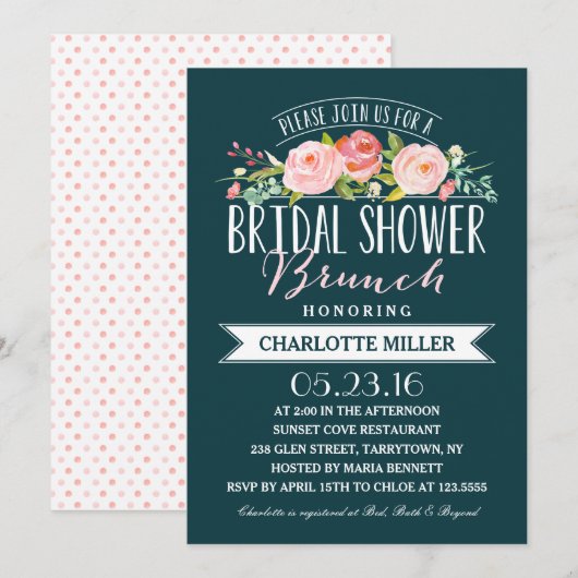 Rozen bannerbrunch | Vrijgezellenfeest Kaart (Voorkant / Achterkant)