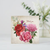  rozen bedankkaart (Staand voorkant)