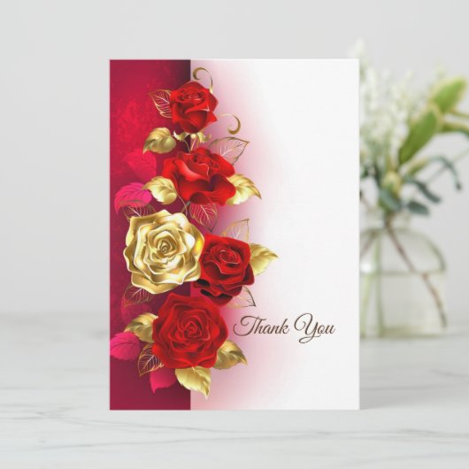 Rozen Bedankkaart (Staand voorkant)