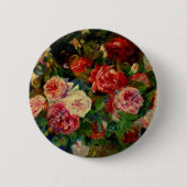 Rozen, beroemd Renoir schilderij, Ronde Button 5,7 Cm (Voorkant)