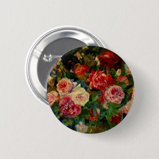 Rozen, beroemd Renoir schilderij, Ronde Button 5,7 Cm (Voorkant /achterkant)
