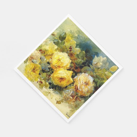 Rozen, beroemd schilderij, Papier Napkin Servet (Hoek)