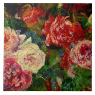 Rozen, beroemd schilderij van Renoir, Tegeltje