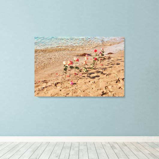 Rozen bij Zee Canvas Afdruk (Insitu (Houten vloer))