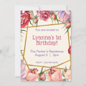 Rozen Birthday Waterverf roze beige Kaart (Voorkant)