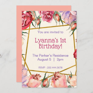 Rozen Birthday Waterverf roze beige Kaart