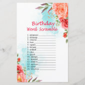 Rozen Birthday Word Scramble Game (Voorkant)