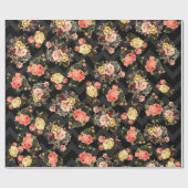  Rozen Black Chevron Pattern Floral Cadeaupapier (Vlak)