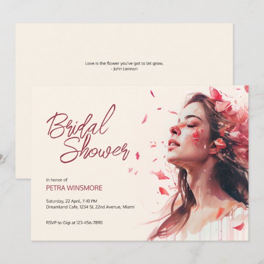 Rozen bladen die op het gezicht vallen | VRIJGEZEL Kaart (Voorkant / Achterkant)