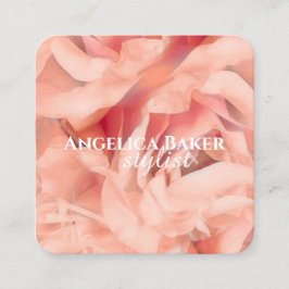 rozen bladen in delicate bleke roze fotokunst vierkante visitekaartje