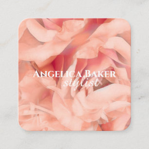 rozen bladen in delicate bleke roze fotokunst vierkante visitekaartje