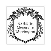 Rozen & Bladeren Crest Ex Libris Bibliotheek Boekn Zelfinktende Stempel (Design)