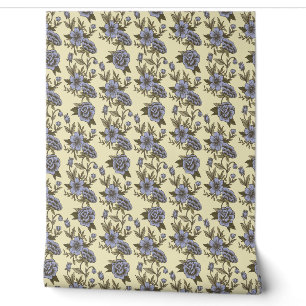 Rozen Blauw Beige Behang