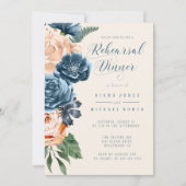 Rozen Blauw/Peach repetitie Dinner ID584 Kaart (Voorkant)