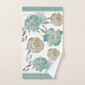 Rozen Blauw & Taupe op Cream Bad Handdoek (Handdoek)