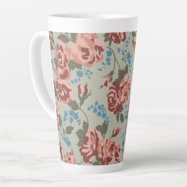 Rozen & blauwe klokjes latte mok