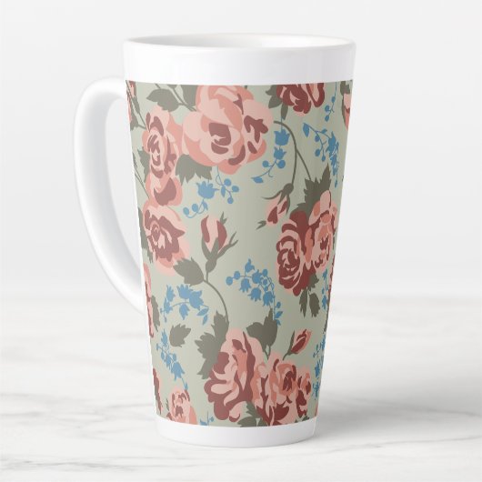 Rozen & blauwe klokjes latte mok (Linkerhoek)