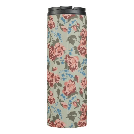 Rozen & Blauwe Klokjes Thermosbeker (Achterkant)