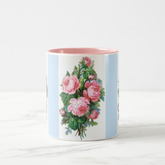 Rozen Blauwe Stripe Coffee Mok (Center)