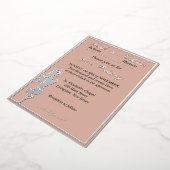 Rozen, Bleek kaneel bruiloft, zilver Folie Uitnodiging (Gedraaid)