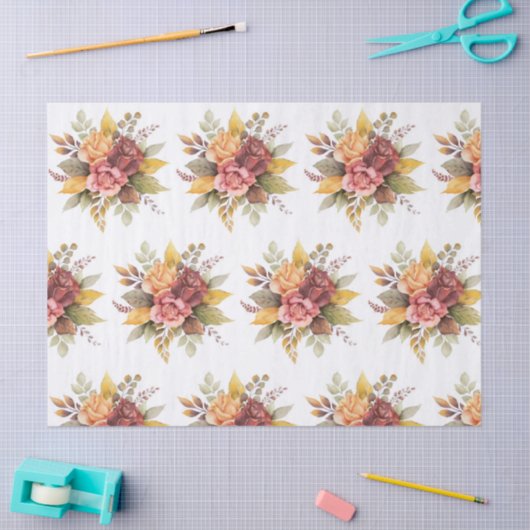 Rozen bloedig Burgundy Pattern Antiek Weddings Tissuepapier (Craft)