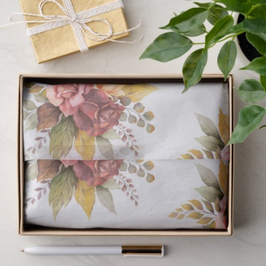 Rozen bloedig Burgundy Pattern Antiek Weddings Tissuepapier (Geschenk)