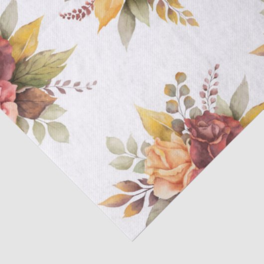 Rozen bloedig Burgundy Pattern Antiek Weddings Tissuepapier (Detail)