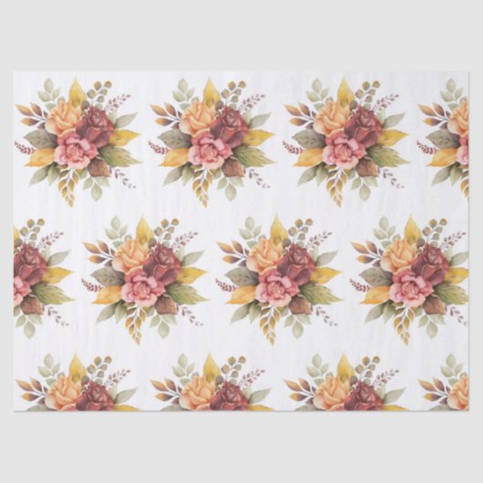 Rozen bloedig Burgundy Pattern Antiek Weddings Tissuepapier (Voorkant)