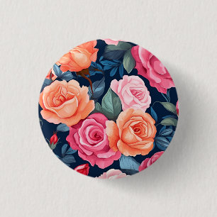 Rozen Bloeiende Bloemen Patroon-80037 Ronde Button 3,2 Cm