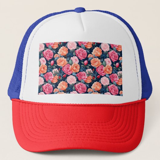 Rozen Bloeiende Bloemen Patroon-80037 Trucker Pet (Voorkant)