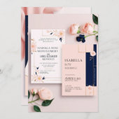 Rozen Bloem Bewerkbare Trouw Uitnodigingskaart Kaart (Voorkant / Achterkant)