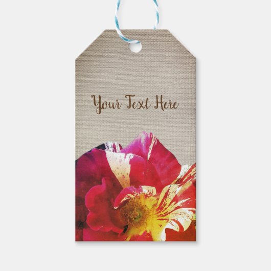 Rozen bloem, bijtend canvas Aangepaste Labels Cadeaulabel (Voorkant)