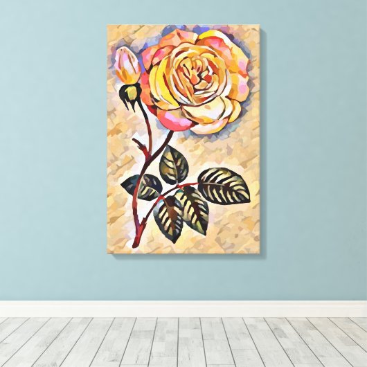 Rozen bloem canvas afdruk (Insitu (Houten vloer))