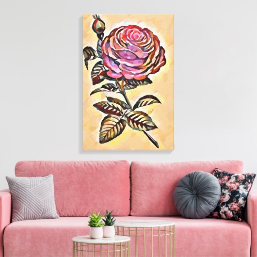Rozen bloem canvas afdruk (Insitu (Woonkamer))