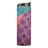 Rozen bloem geborduurd look kleurrijke boho thermosbeker (Gedraaid links)