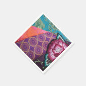 Rozen bloem geborduurde look paarse servet (Hoek)